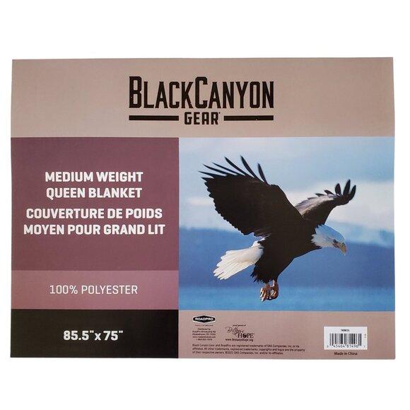 Black Canyon Medium Weight Queen Blanket 85.5" x 75" 100% Polyester Eagle Design - Picture 4 of 5